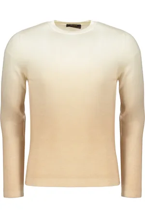 MOORER Truien, Heren, , M, Wol, Geribbeld wolblend T-shirt met vervaagd verfeffect