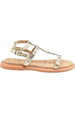 Janet&Janet Schoenen, Dames, Geel, 37 EU, Gouden platte schoenen voor vrouwen
