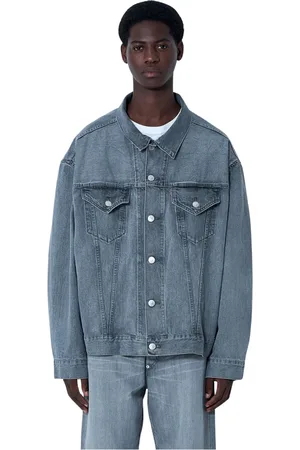 JUNYA WATANABE Jassen, Heren, Grijs, S, Denim, Panel Denim Jacket met Klassieke Kraag