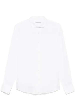 D.A. Daniele Alessandrini Overhemden, Heren, Wit, L, Witte overhemd met knoopsluiting en gebogen zoom
