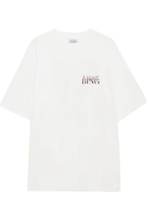 ANINE BING Tops, Dames, Wit, S, Katoen, Graffiti Print Ronde Hals T-shirt