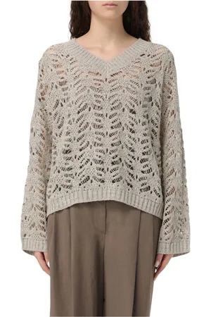Brunello Cucinelli Truien, Dames, , L, V-Neck Cardigan Sweater