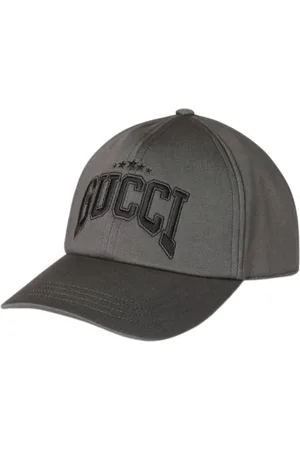 Gucci Accessoires, Heren, Grijs, M, Katoen, Donkergrijze Geborduurde Pet