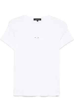 BARBARA BUI Tops, Dames, Wit, S, Geribbeld Jersey T-shirt