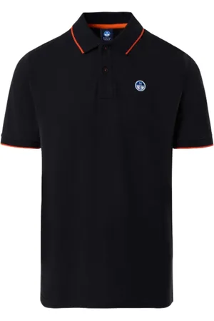 North Sails Tops, Heren, Zwart, XL, Katoen, Biologisch katoenen gestreept kraag poloshirt