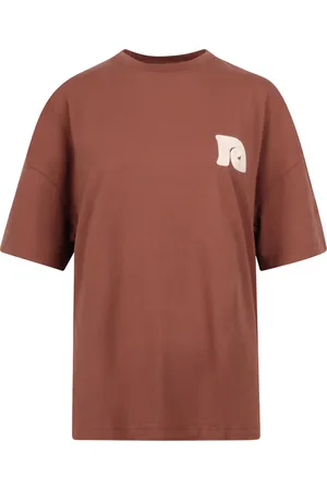 Nanushka Tops, Dames, Bruin, S, Katoen, Geborduurde Wren T-shirt
