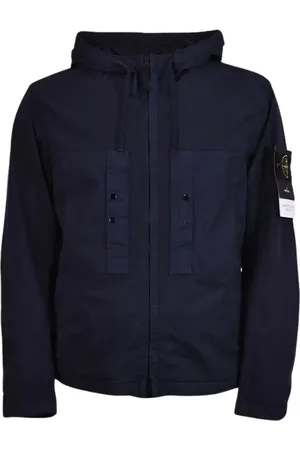 Stone Island Jassen, Heren, Blauw, M, Stijlvolle Parka Jas voor Mannen