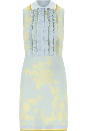 Elisabetta Franchi Kleedjes, Dames, Veelkleurig, M, Blauwe Limonade Polo-Stijl Jacquard Jurk