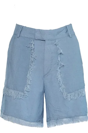 Hest Hést, Korte broeken, Dames, Blauw, L, Denim, Lila Linnen Geweven Shorts Faded Denim