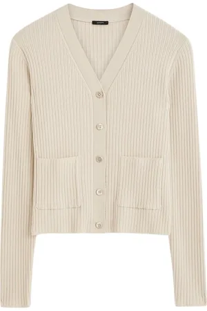 Joseph Truien, Dames, , L, Wol, Fijne Merino Rib Cardigan - Quail