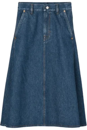 Gucci Rokken, Dames, Blauw, M, Denim, Donkerblauwe Denim Midi Rok