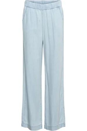 &Co Woman Broeken, Dames, Blauw, S, Wijde blauwe broek