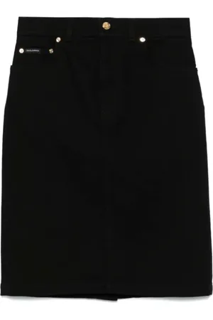 Dolce & Gabbana Rokken, Dames, Zwart, M, Denim, Zwarte Denim Midi Rok