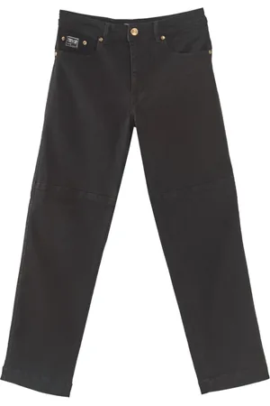 VERSACE Broeken, Heren, Zwart, W40, Denim, Placket Broek in Nero Denim