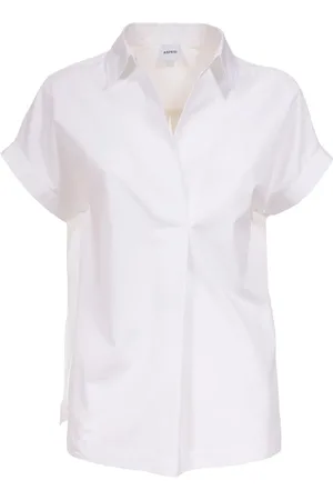 Aspesi Blouses & Shirts, Dames, Wit, 2Xs, Katoen, Katoenen V-hals Shirt