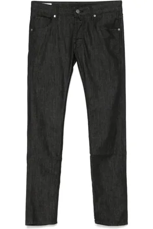 Incotex Jeans, Heren, Zwart, W33, Logo Patch Jeans Zwart Rits Knop