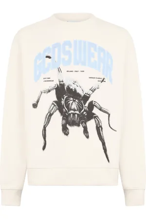 GCDS Sweatshirts & Hoodies, Heren, Wit, S, Katoen, Spin Grafische Sweater met ronde hals