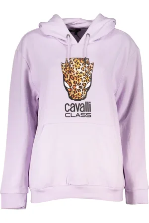 Roberto Cavalli Sweatshirts & Hoodies, Dames, Paars, 2Xl, Paarse hoodie met logoprint