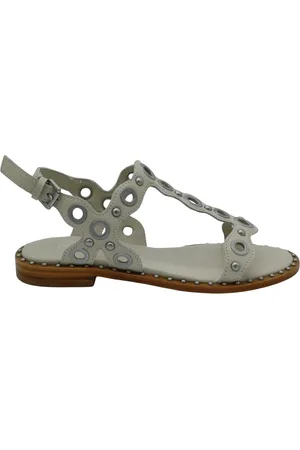 Ash Schoenen, Dames, Wit, 38 EU, Leer, Metallic Flake Leren Sandaal