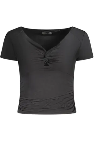 Guess Tops, Dames, Zwart, S, Zwarte Modal Korte Mouw T-shirt
