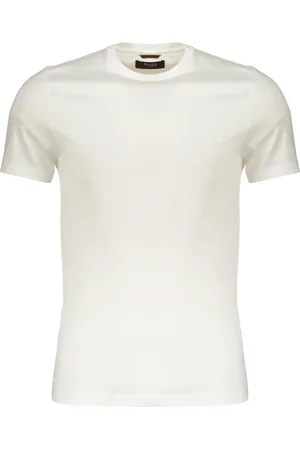 MOORER Tops, Heren, Wit, 4Xl, Katoen, Geribbeld Katoenen T-shirt