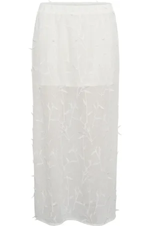 Karen by Simonsen Rokken, Dames, Wit, 2Xs, Polyester, Witte Transparante Rok met Zijsplit