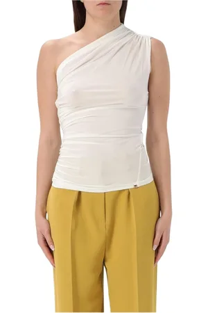 Elisabetta Franchi Tops, Dames, , L, Navy One Shoulder Gerimpelde Top