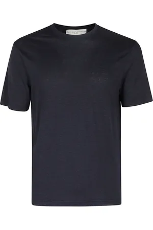 FILIPPO DE LAURENTIIS Tops, Heren, Blauw, M, Linnen, Stretch Linnen T-shirt