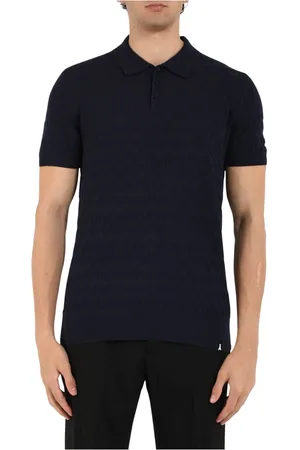 Patrizia Pepe Tops, Heren, Blauw, 2Xl, Katoen, Zijden Polo Shirt met knoopkraag