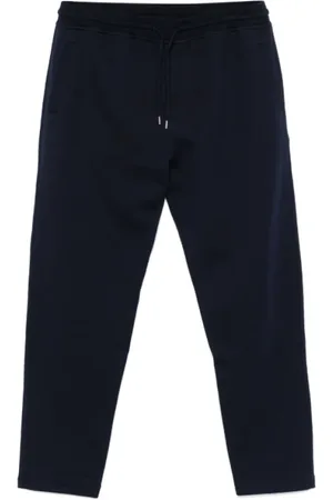 Brunello Cucinelli Broeken, Heren, Blauw, L, Katoen, Navy Tapered Leg Trekkoord Broek