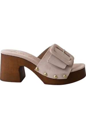 Belle Schoenen, Dames, Roze, 40 EU, Leer, Bohemian Houten Klomp in Roze