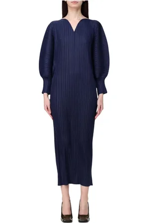 MEIMEIJ Kleedjes, Dames, Blauw, XS, Blauwe V-hals A-lijn Jurk
