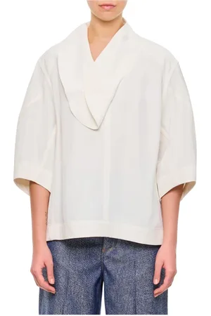 Bottega Veneta Blouses & Shirts, Dames, Wit, S, Klassieke Witte Poplin Overhemd met Geknoopte Manchetten
