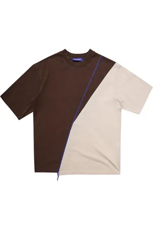 A-cold-wall* Tops, Heren, Veelkleurig, XL, Bruine Spliced T-Shirt