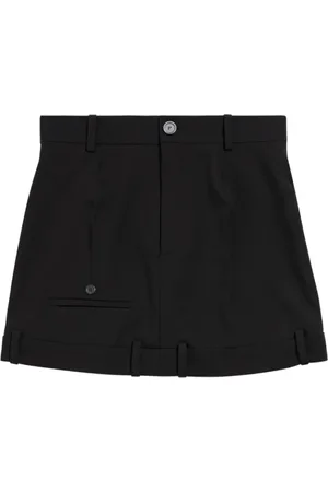 Balenciaga Rokken, Dames, Zwart, S, Wol, Zwarte Wol Deconstructed Minirok