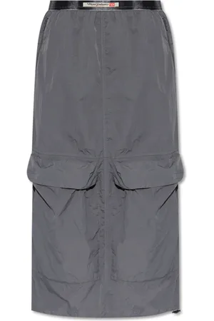 Diesel Rokken, Dames, Grijs, S, Midi Rok