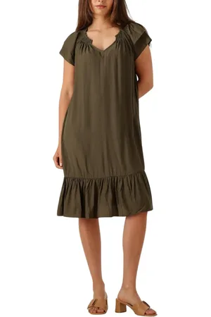 Co`Couture Kleedjes, Dames, Groen, M, Denim, Groene Wikkeljurk voor Zonnige Dagen