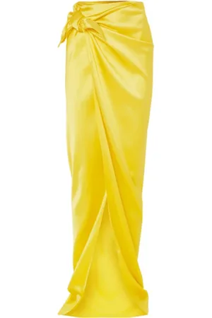 Balenciaga Rokken, Dames, Geel, S, Satijn, Gele Wikkelrok Stretch Satijn