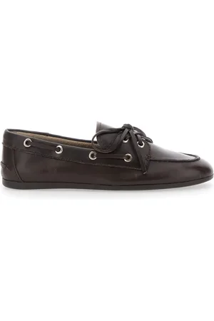 Jeffrey Campbell Schoenen, Dames, Bruin, 38 EU, Leer, Bruine Leren Loafers met Eyelet Details