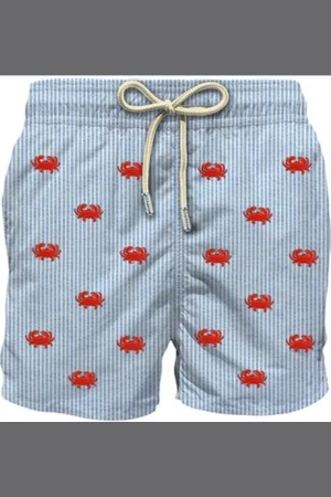 MC2 SAINT BARTH Badkleding, Heren, Veelkleurig, M, Seersucker Gestreepte Bermuda Shorts