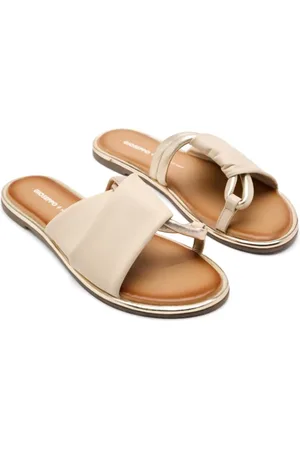 Gioseppo Schoenen, Dames, , 38 EU, Leer, Platte leren sandalen met metallic detail