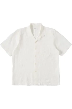 Universal Works Overhemden, Heren, Wit, M, Katoen, Witte Seersucker Road Shirt