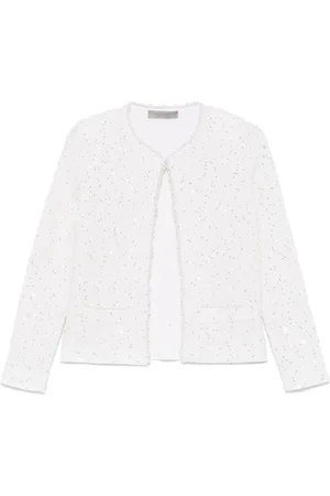 D.EXTERIOR Jassen, Dames, Wit, L, Katoen, Witte Katoenmix Jas met Faux-Parel Details