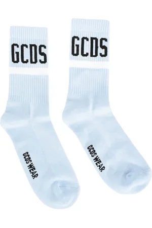 GCDS Ondergoed, unisex, Blauw, M, Katoen, Logo Katoen-Polyester Sokken