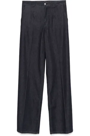 Dolce & Gabbana Jeans, Dames, Blauw, S, Katoen, Midnight Palazzo Jeans met Zakken