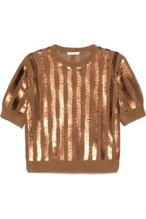 Max Mara Truien, Dames, Bruin, M, Korte Mouw Sweater