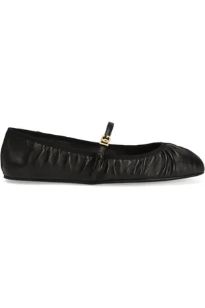 Dolce & Gabbana Schoenen, Dames, Zwart, 39 EU, Leer, Zwarte Leren Ballet Flats met Gesp