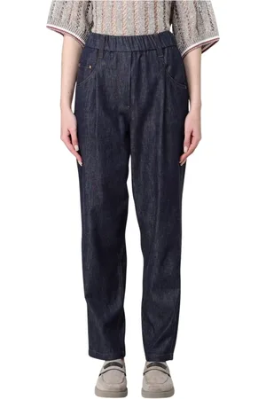 Brunello Cucinelli Jeans, Dames, Blauw, 2Xs, Denim, Elegant Straight-Leg Denim Jeans