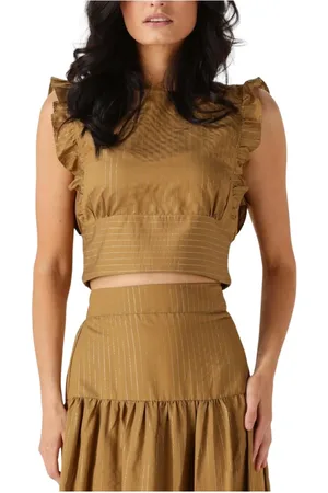 AMAYA Amsterdam Tops, Dames, Bruin, M, Linnen, Kameel Dillia TOP voor vrouwen
