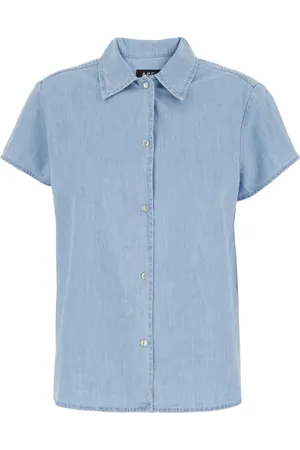 A.P.C. Blouses & Shirts, Dames, Blauw, S, Katoen, Lichtblauw klassiek kraag katoenen overhemd